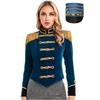 Womens Ringmaster Costume Circus Carnival Party Long Sleeve Stand Collar Fringe Shoulder Jacket Coat Hat Set