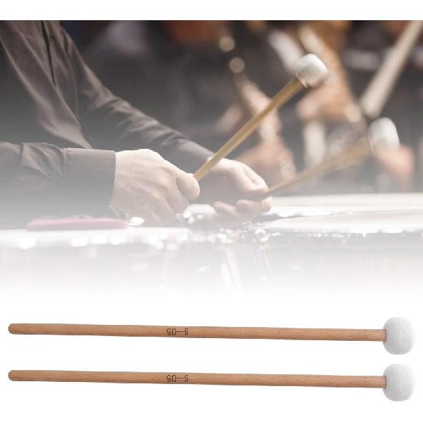 Drum Mallets Sticks 2Pcs Mallet Percussion Drum Mallet Hammer White Felt Timpani Snare Drum Musical Instrument Accessories
