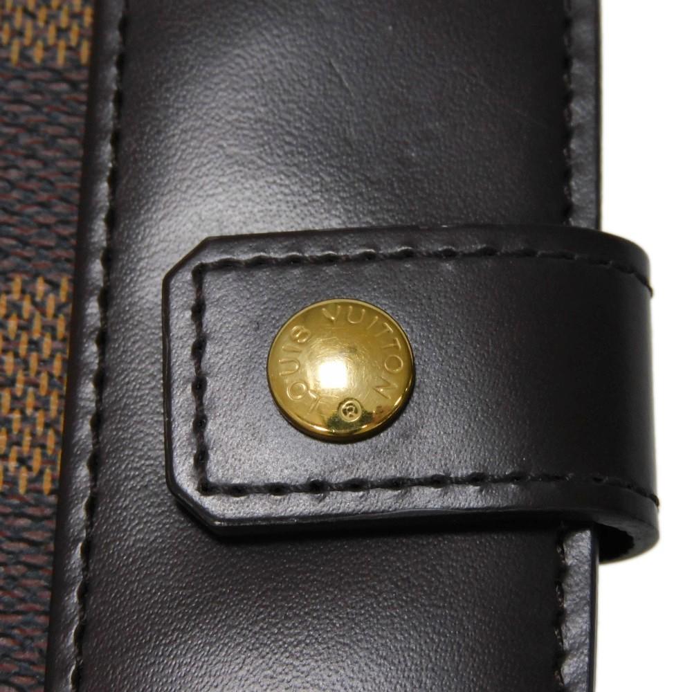 Used Damier Compact Zip Billfold Card Case with Brown Snap Button, 12564, and Coin Purse (N61668 7941 Logo) from Japan