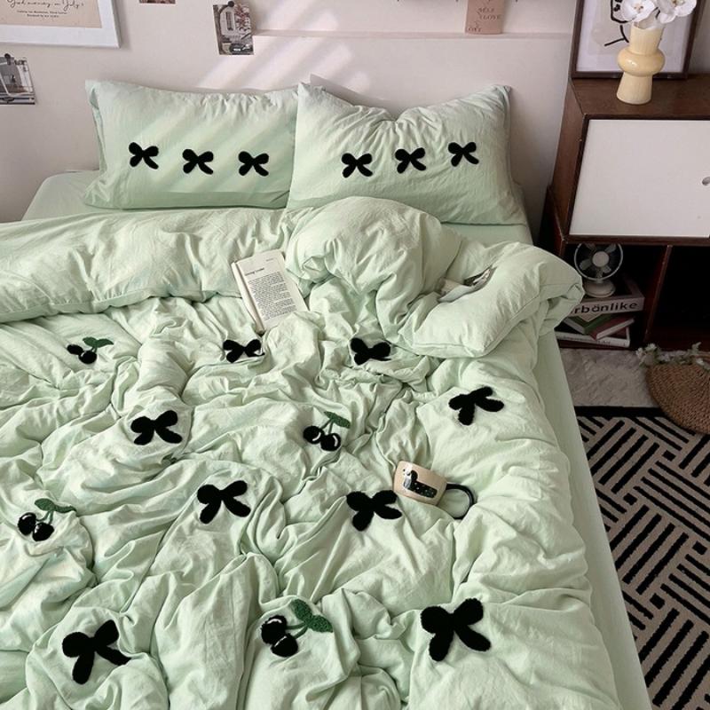 Bedding Pure Cotton Four-piece Set, Quilt Cover, Quilt Cover, Bed Sheet, Human Dormitory Three-piece Set