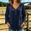 Women's Casual V-Neck Long Sleeve T-Shirt with Leopard Print for Everyday Wear