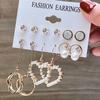 IF ME Korean Butterfly Pearl Stud Earrings Set Fashion Geometry Zircon Hoop Earring Women Jewelry Accessories