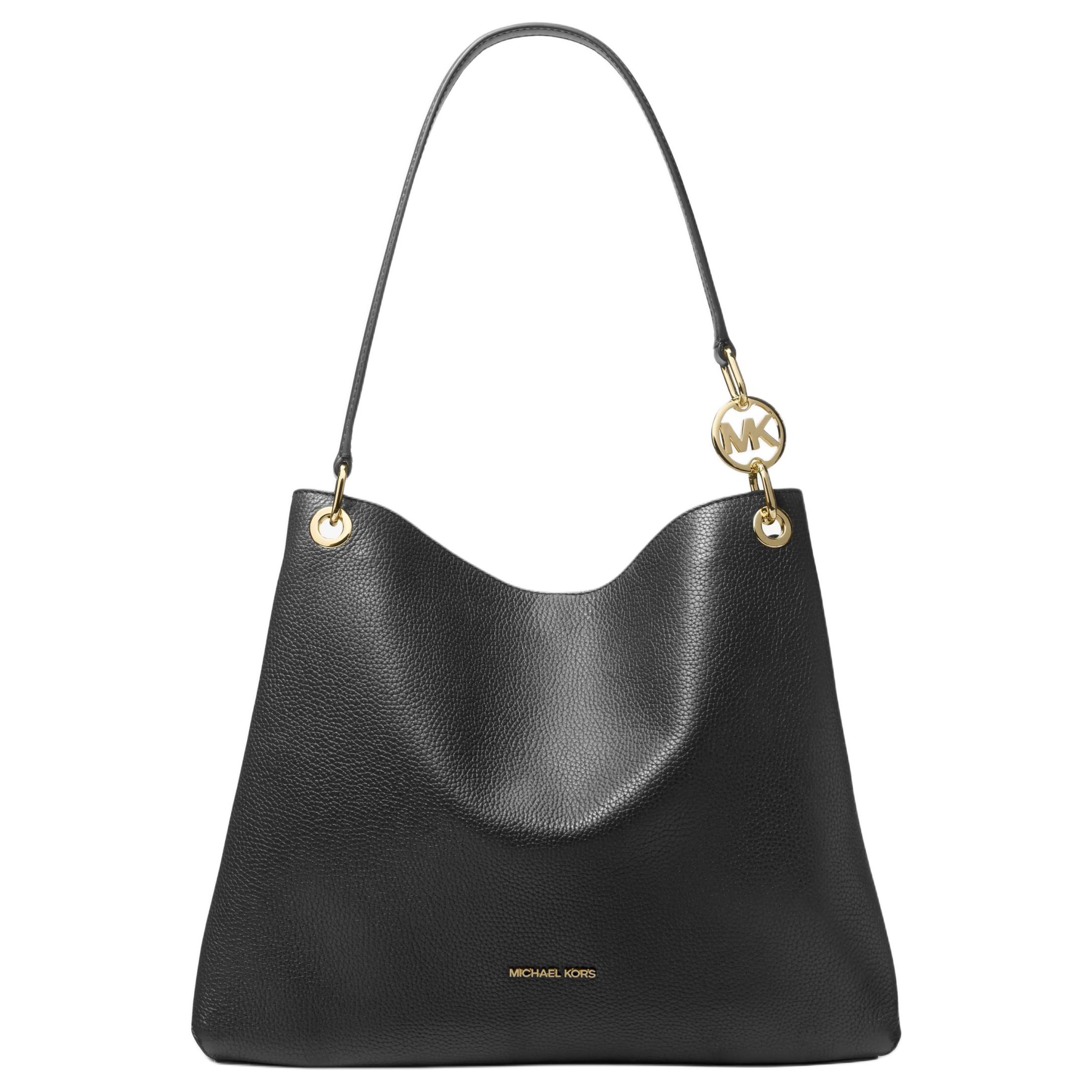 

Michael Kors Mk Christina Gold Metal Logo Leather And Faux Leather Tote Shoulder Bag Large Women bags Black 35T5G8WE6L-BLACK Basic Set (Bag+Dust Bag)