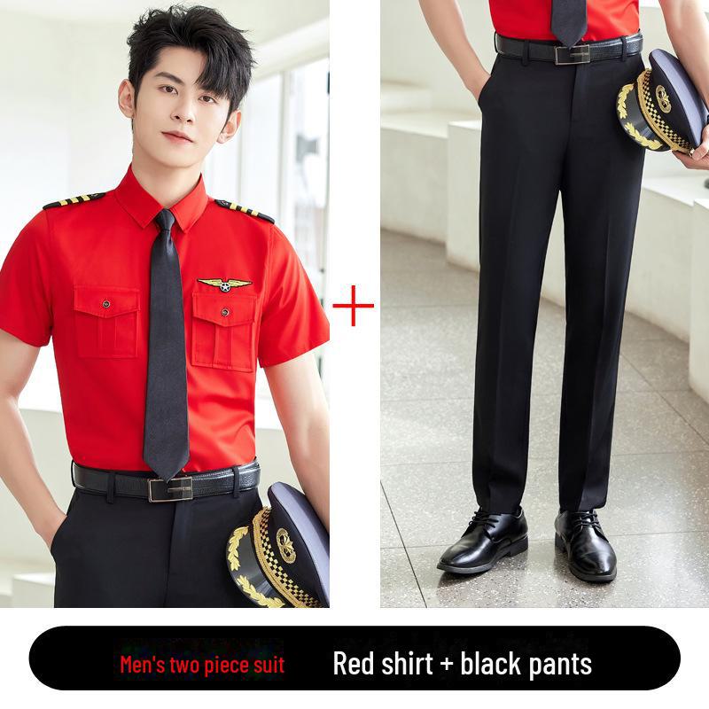 Dámská profesionální bílá košile s krátkým rukávem - Formální uniforma pro vysokorychlostní železnici a letušky