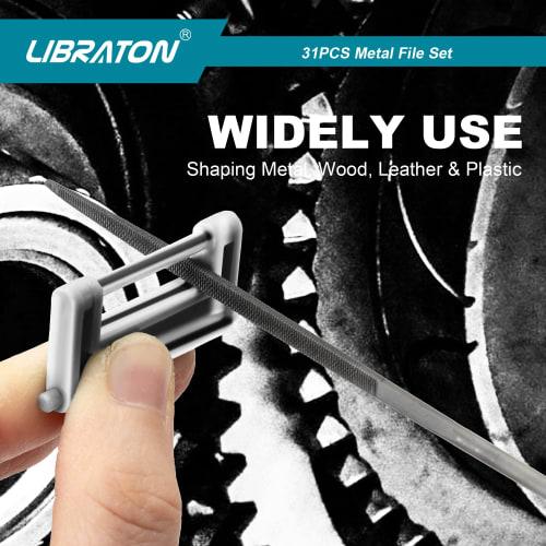 LIBRATON 31-Piece File Set: Includes Iron Files, Flat, Round, Semi-Round, and Triangular Files, As Well As Diamond Files, Fine and Medium Grits, for M