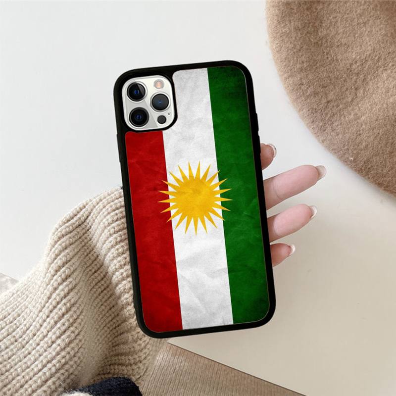 Kurdish flag Phone Case Silicone PC+TPU Case for iPhone 11 12 13 Pro Max 8 7 6 Plus X SE XR Hard Fundas
