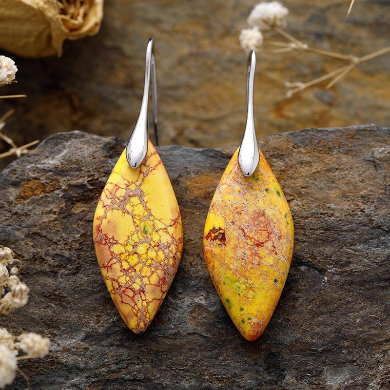 Bohemian Emperor Stone Leaf Pendant Earrings Popular Jewelry