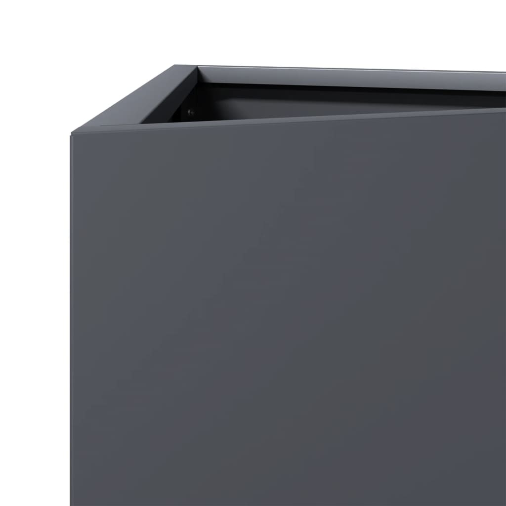 Plant Pot Anthracite Triangular 30 X 26 X 75 Cm Steel