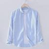 Men's White Long-Sleeve Linen Shirt - Casual Spring/Summer Lapel Style