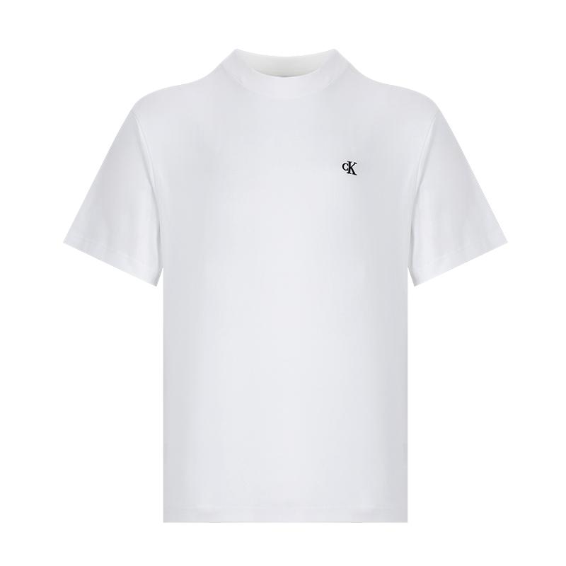 Calvin Klein Embroidered Logo Crew Neck Cotton Simple Short Sleeve T-Shirt Unisex Tops White J30J326458-YAF XL
