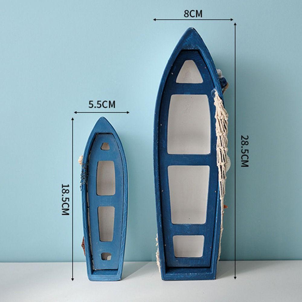 Model Crafts Wooden Boat Ornaments Simulation Marine Style Ship Statue Chic Mediterranean Styles Boat Figurine Home Decoration