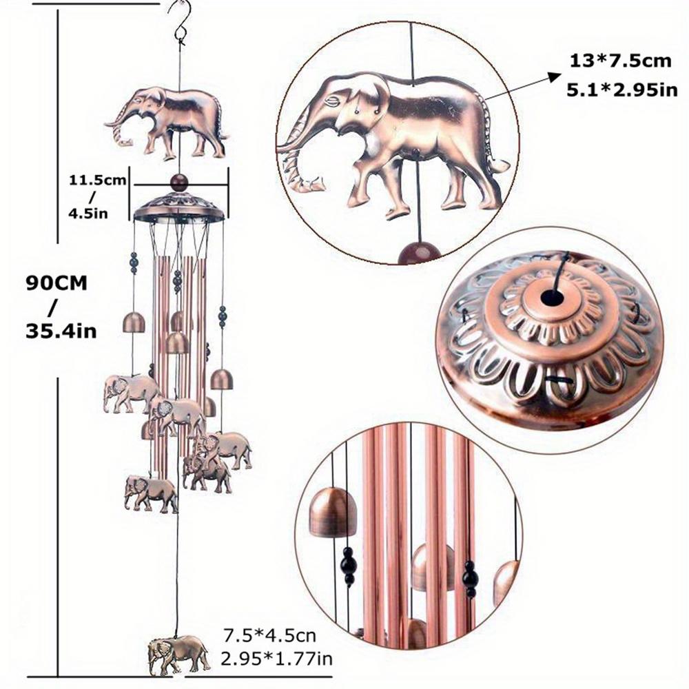Handmade Copper Wind Chimes Metal Hummingbird Elephant Decorative Wind Chimes Memorial Bell Garden Decor For Garden Backyard