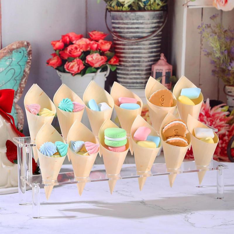 Clear Acrylic Ice Cream Cone Holder Dessert Popcorn Display Stand 12 Hole Baking Kitchen 2 Tier Wedding Party Buffet Food Shelf