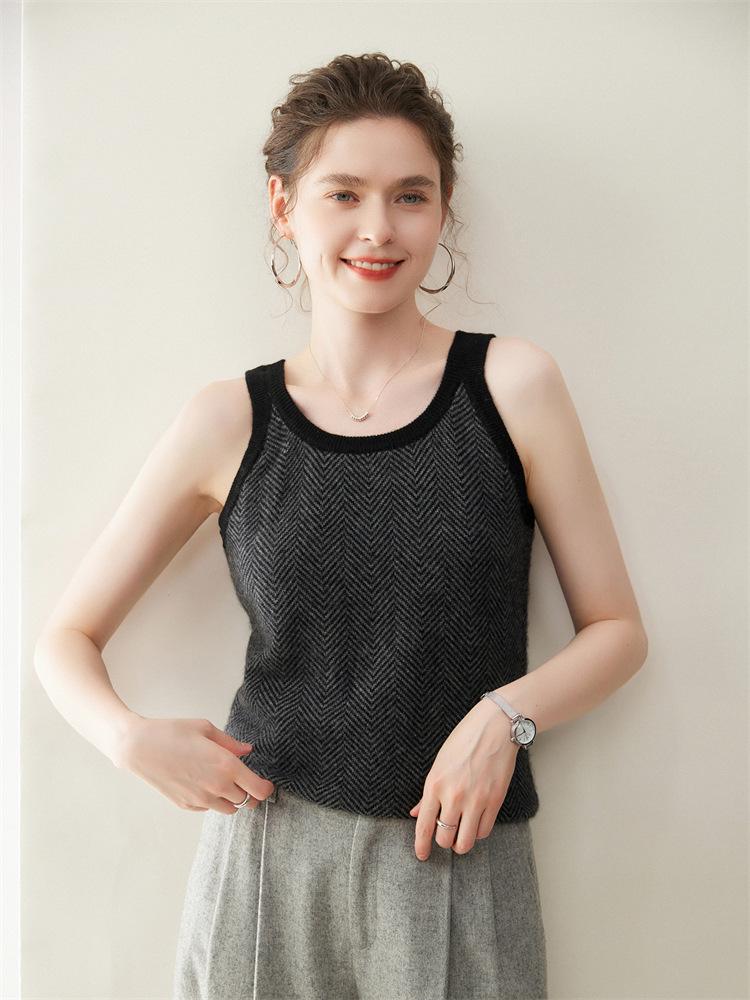 Cashmere Round Neck Camisole Knit Vest - Autumn/Winter Loose Fit Pullover