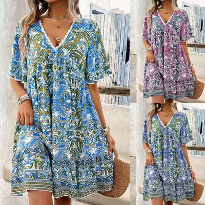 Elegantes Spitzen-V-Ausschnitt-Kleid mit Print, Frühjahr 2026