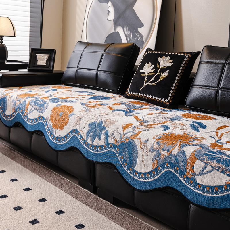 

Irregular sofa cushion New Chinese chenille universal in all seasons High-end leather autumn and winter non-slip seat cushion cover cloth towel 90*90cm