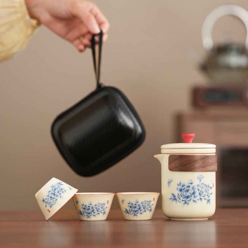 

Бізнес портативний керамічний l Набір чашок Ru kiln Qingyun Kuaike для подорожей, кемпінгу на природі