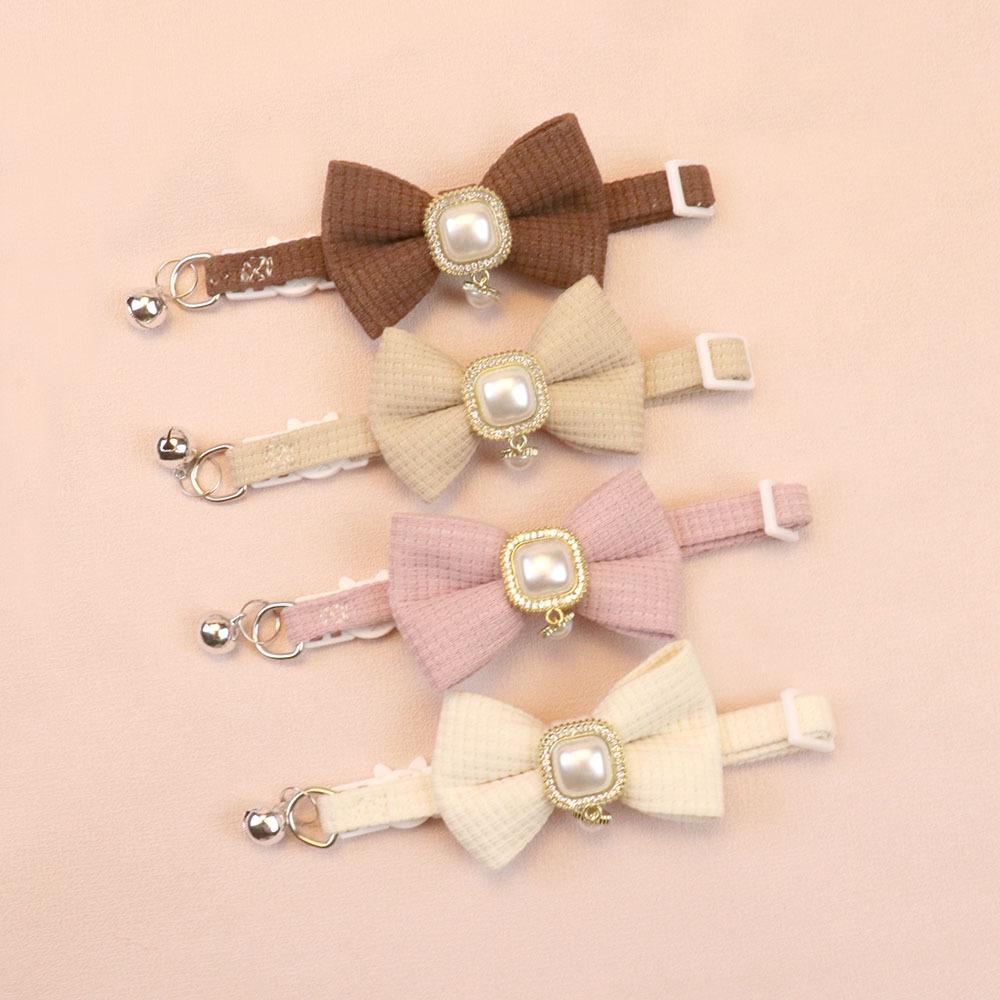Bow Collar Solid Color Bowknot Puppy Chihuahua Adjustable Cats Accessories Safety Bell Tie Bow Buckle Pets with Collar New