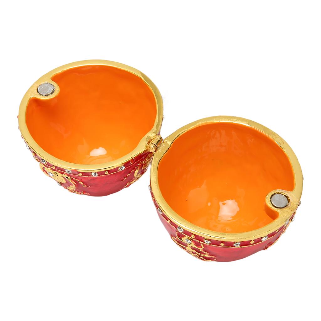Egg Style Jewelry Trinket Box Zinc Alloy Hand Painted Enameled Decorative Hinged Egg Shaped Trinket Box for Home Decor