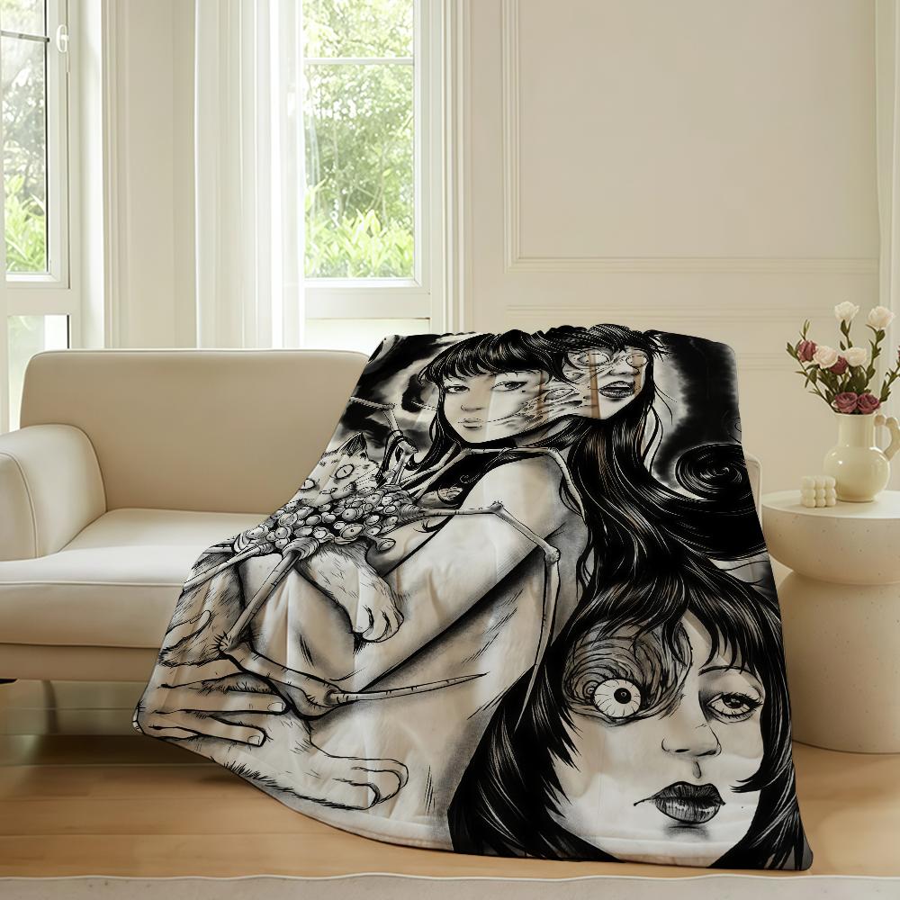 Horror anime Tomie Kawakami Blanket For Sofa Office Bed Plane Travel Sleep Read Relax Camping Soft And Warm