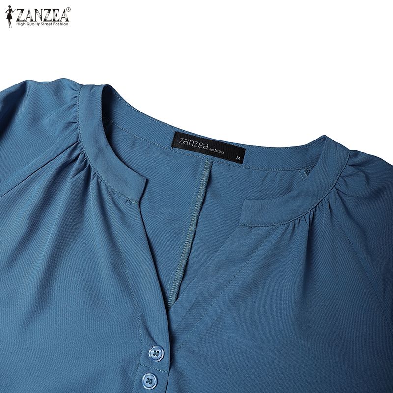 ZANZEA Women Casual V-Neck Loose Half Sleeve Long Dress