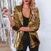 Mini Blazer New Commute Style Open-Collar Long Sleeve Sequined Casual Blazer Jacket for Women