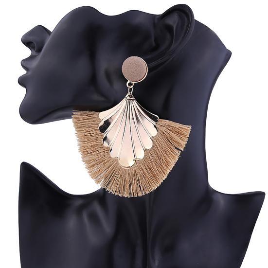 Böhmische Strandparty Quaste Fan Anhänger Schmuck Geschenk für Dame Ohrringe