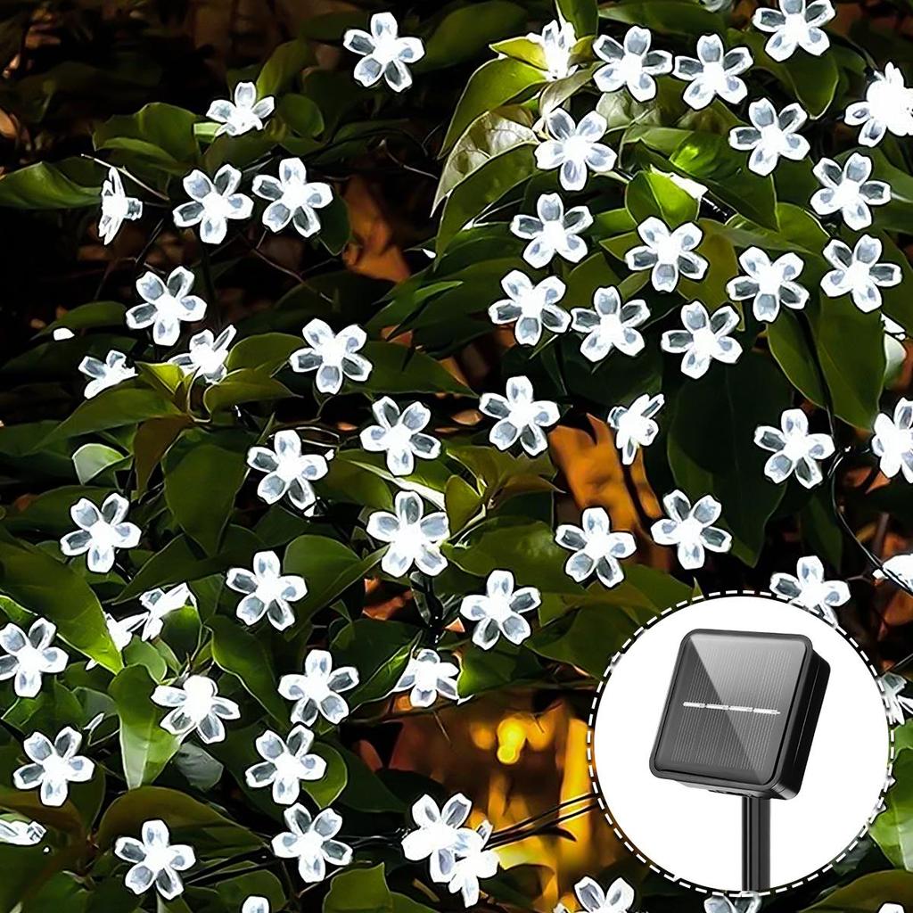 Super Bright Peach Blossom Garland Solar Led Colorful Lights Outdoor Decoration Mtltiple Sizes