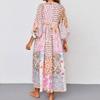 Women's Summer Floral Print Loose Sundress Half Sleeve Beach Flowing Bohemian Maxi Dress