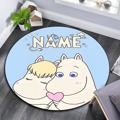 Custom Name,Moomin Pattern Round rug,Carpet Rug for Living Room Bedroom Playroom ,Non-slip Floor Mat,Holiday Gifts and Birthday Gifts.