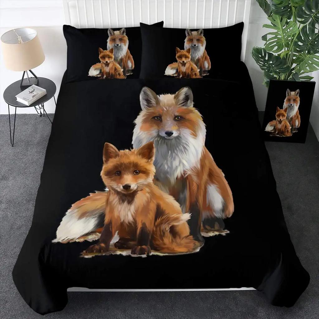 Tribal Ethnic Orange Fox Duvet Cover Set Woodland Animals Comforter Cover Set 2/3Pcs Dream Catcher Bedding Set Soft Qulit Cover