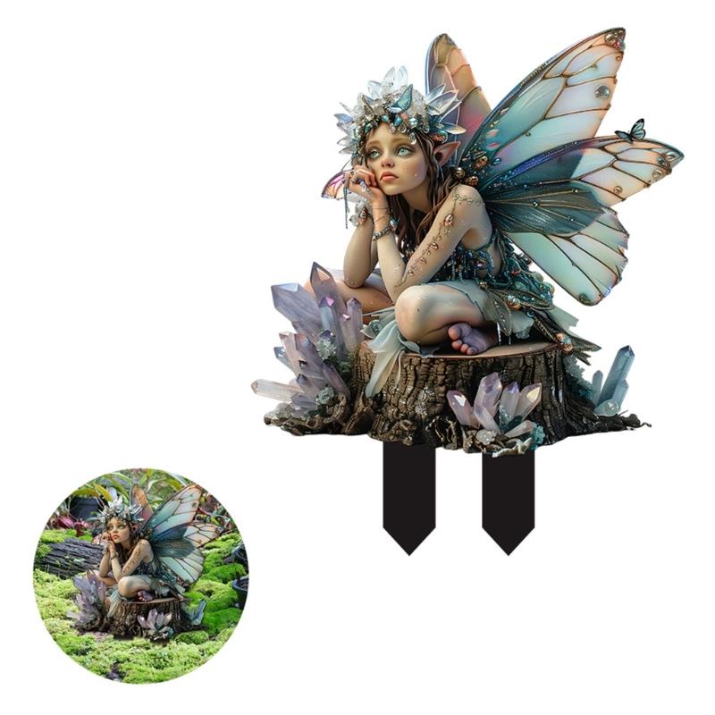 Forests Acrylic Plant Decoration Stake With Elegant Wing Home Garden Ornaments For Birthdays Gifts