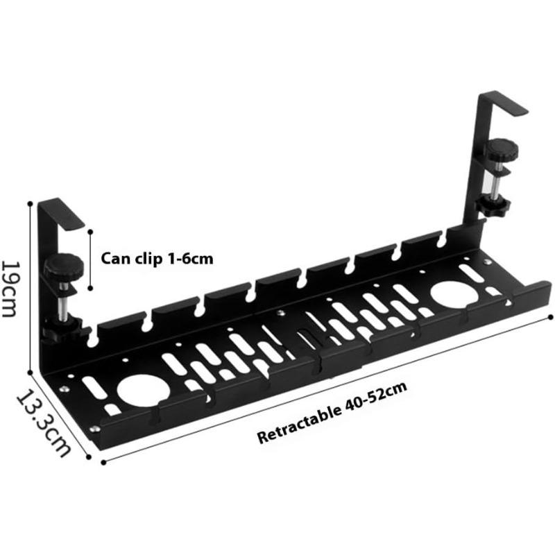 Heavy Duty Retractable Cable Organizer Tray - Iron Under Desk Cord Management for Office Home