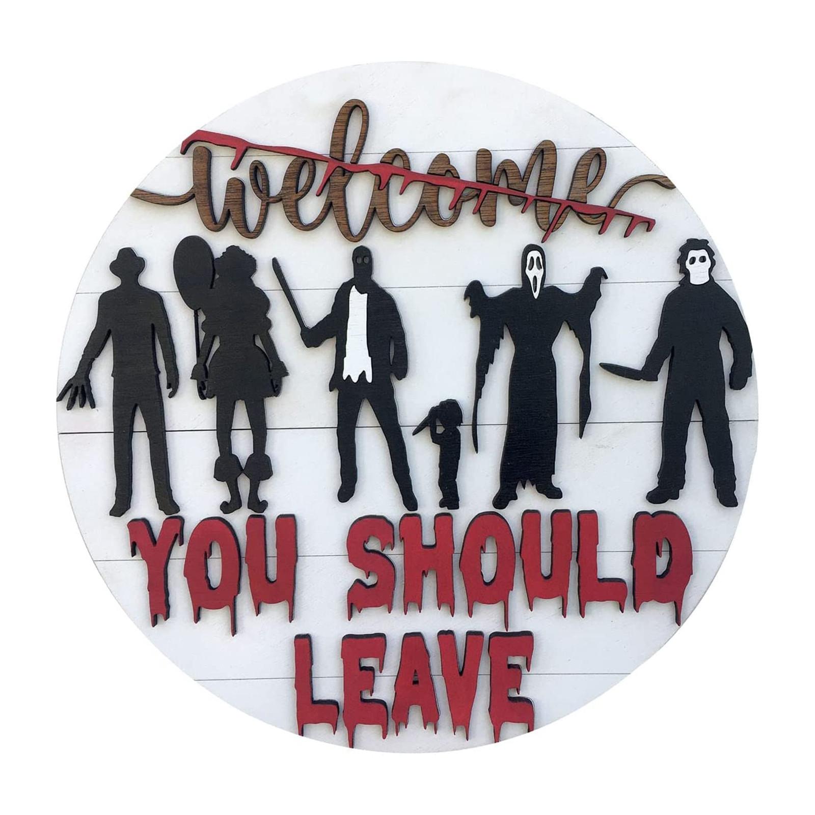 

Decor Horror Scary Movie Door Hanger Sign,1pc Door Sign Hanging Door Hanging One Size чёрный