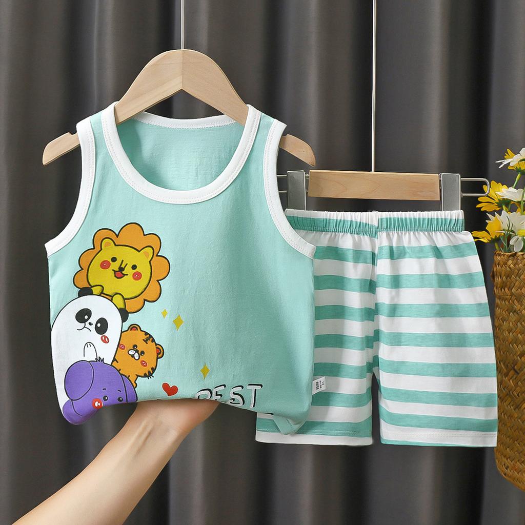 Children's Vest Set Boys' Shorts Summer Cotton New Baby Clothes Girls' Summer Clothes Summer Clothes Children's Clothes