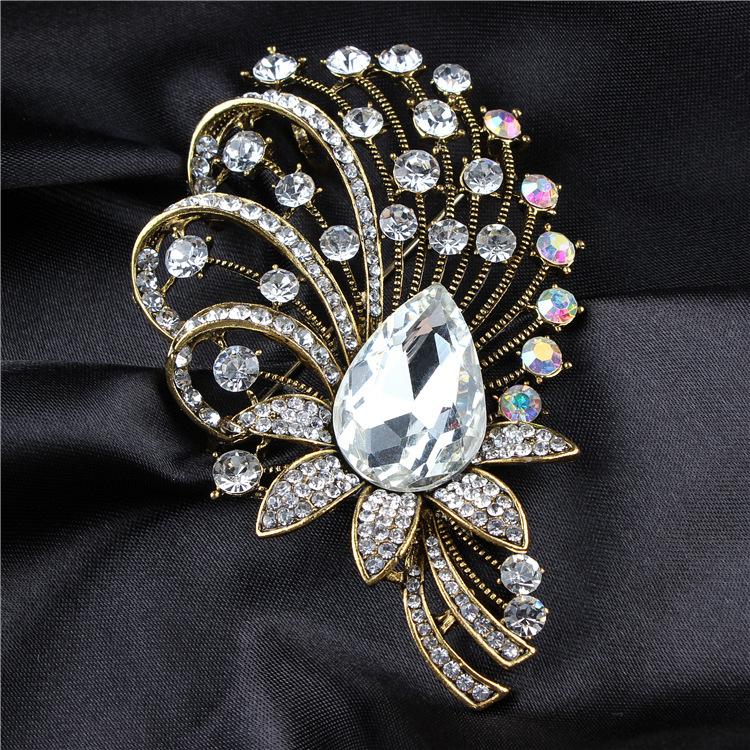 

Брошь в стиле суда со стразами и кристаллами для женщин, роскошная цветная тяжелая промышленная брошь, элегантные аксессуары белый