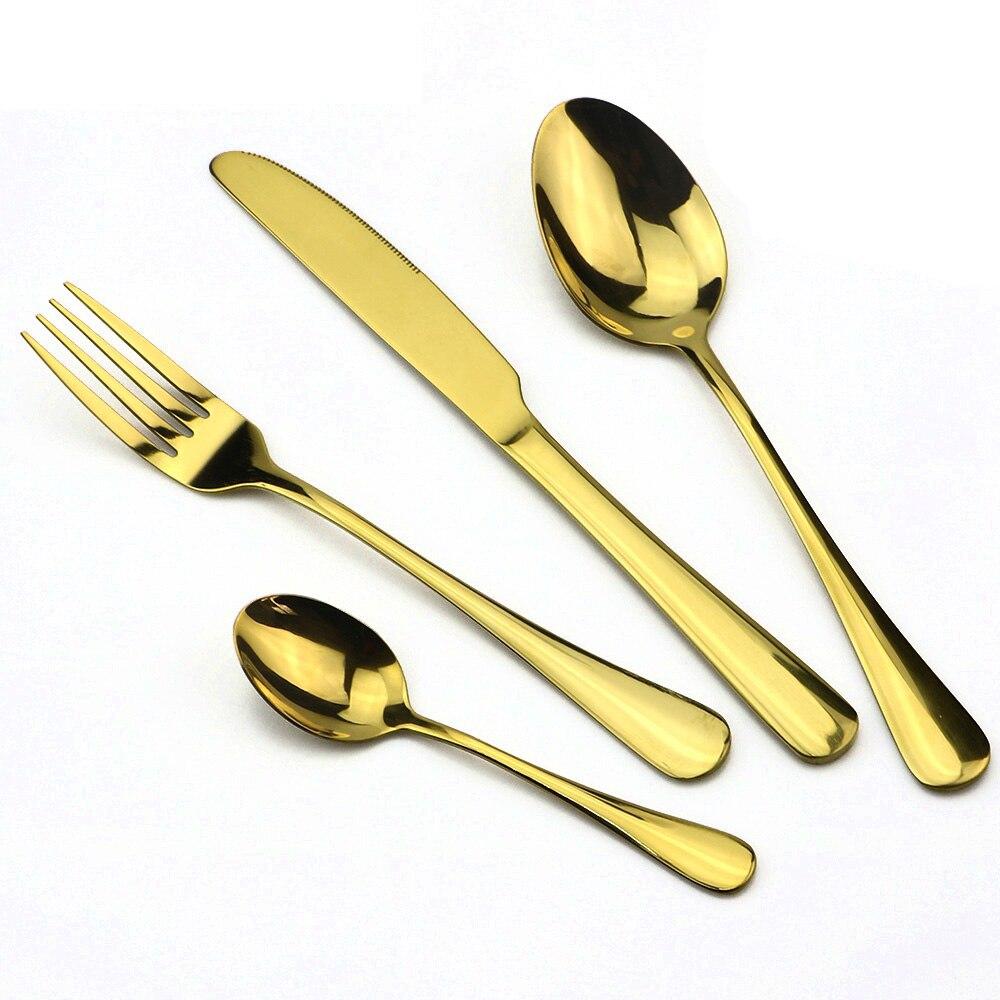 Set di Posate Arcobaleno Colorato Set di Posate in Acciaio Inossidabile 1/4 Pz Set di Forchetta e Coltello Nero Stoviglie Oro Argento Set per Cibo Occidentale