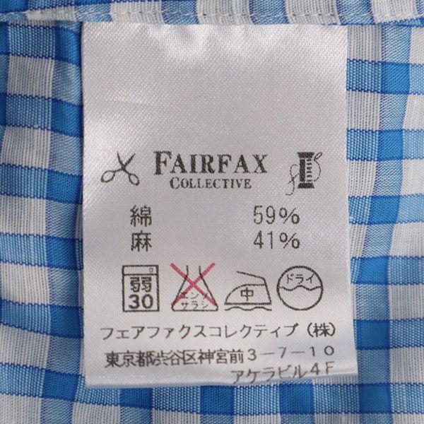 FAIRFAX Linen Blend Check Pattern Long sleeve shirt 36 Blue x white Men's Used