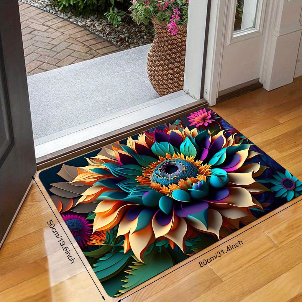 1 Stück Anti-Ermüdungs-Küchenteppiche, luxuriöser Blumendruck, wasserdicht, rutschfest, dick gepolstert, Küchenmatte, strapazierfähig, bequeme Stehmatte für die Küche