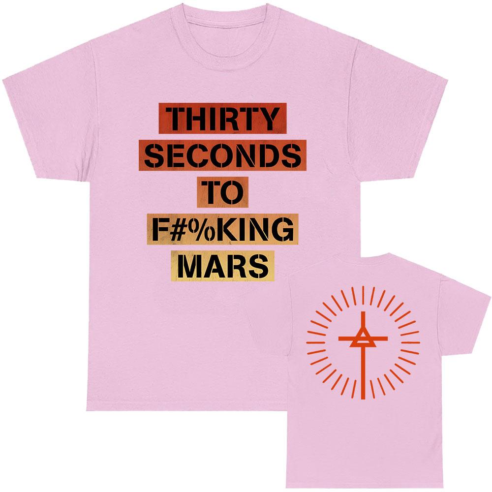 TSTFM Ombre Cenzurované Tričko Rocková Kapela THIRTY SECONDS TO MARS Tričko Krátký Rukáv O-výstřih Bavlněná Trička Grafický Potisk Tričko Pánské