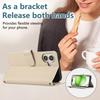 For iPhone 16 Case Multi Card Slots Zipper Leather Phone Cover with Wrist Strap