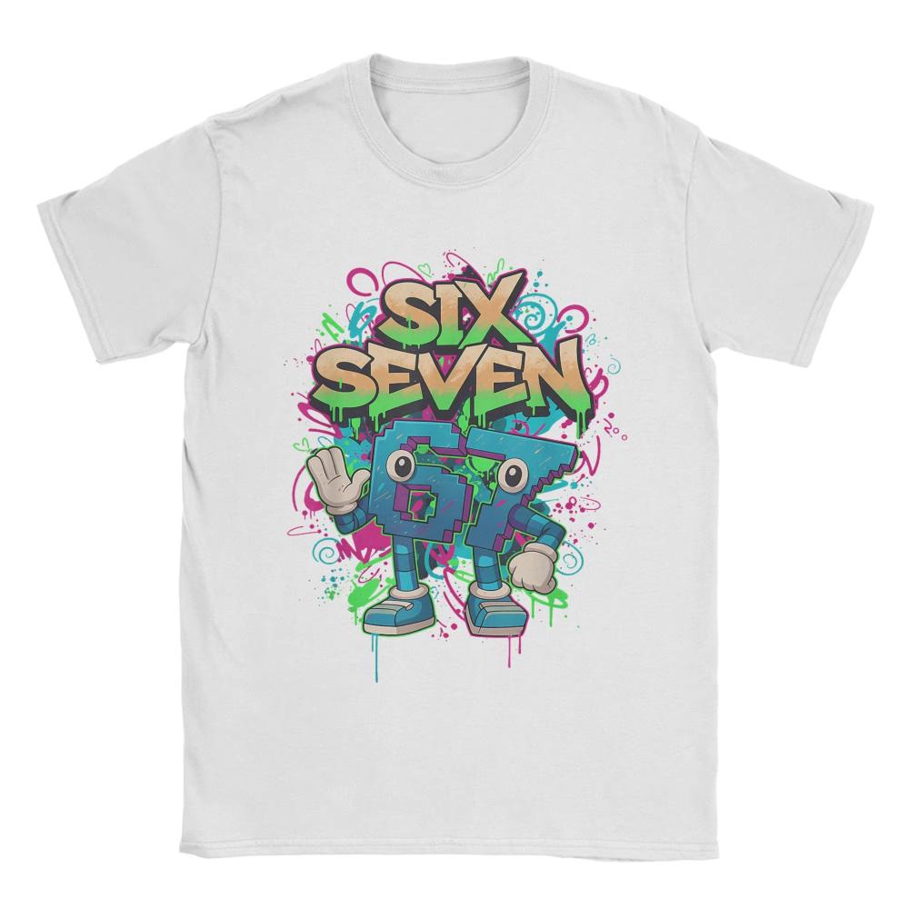 Meme 67 Six Seven Funny Humor Italian Brainrot T-Shirts Men Awesome Cotton T-Shirts Summer O Neck Tee Shirt Tops