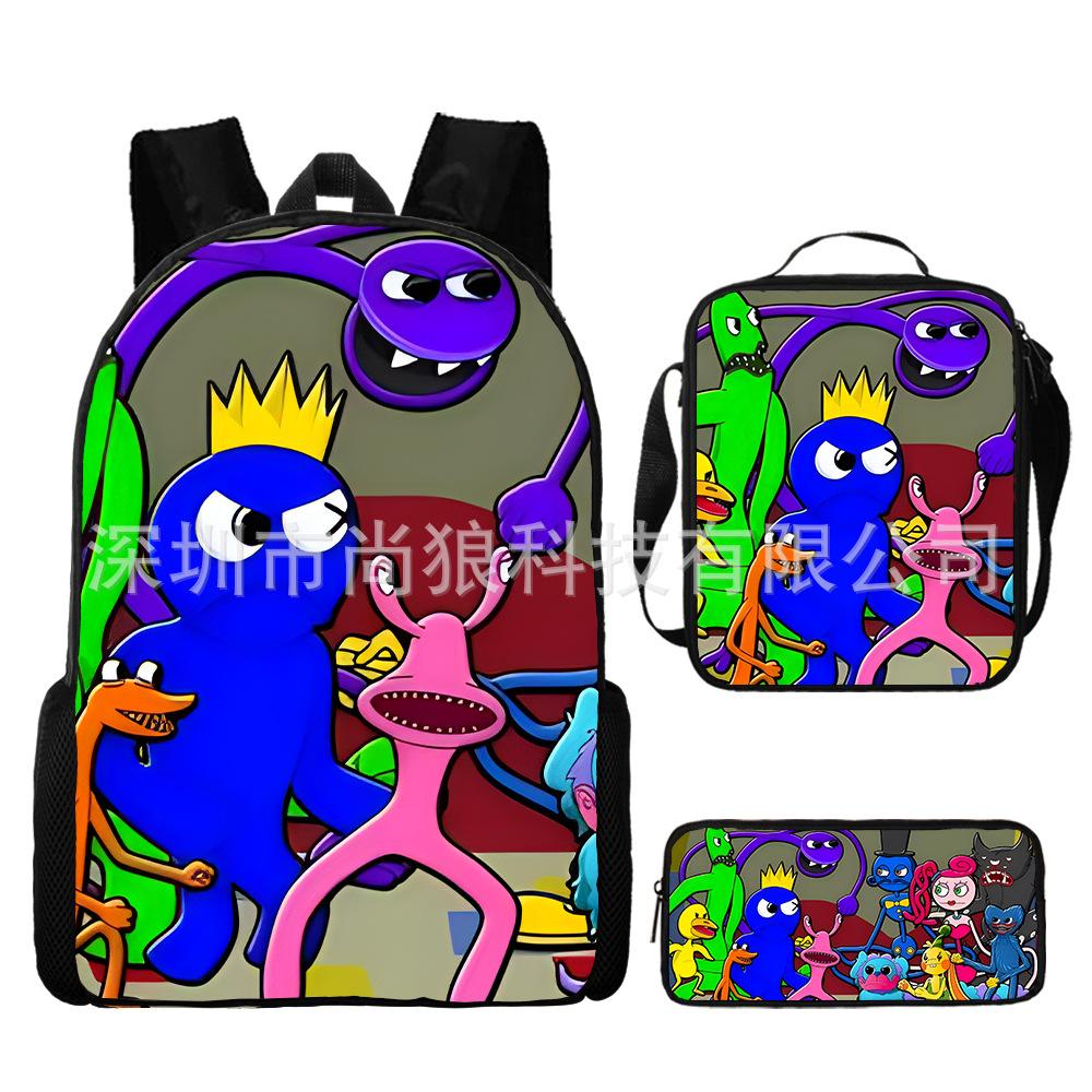 Rainbow Friends Rainbow Friends Student School Bag Digital Printed Oxford Cloth Backpack Satchel Pencil Case