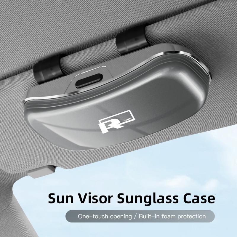 ZCKOT1 VW Car Sun Visor Glasses Case Sunglasses Storage Clip Card Ticket Holder For RLine Passat Tiguan Beetle Amarok Arteon Magotan T5