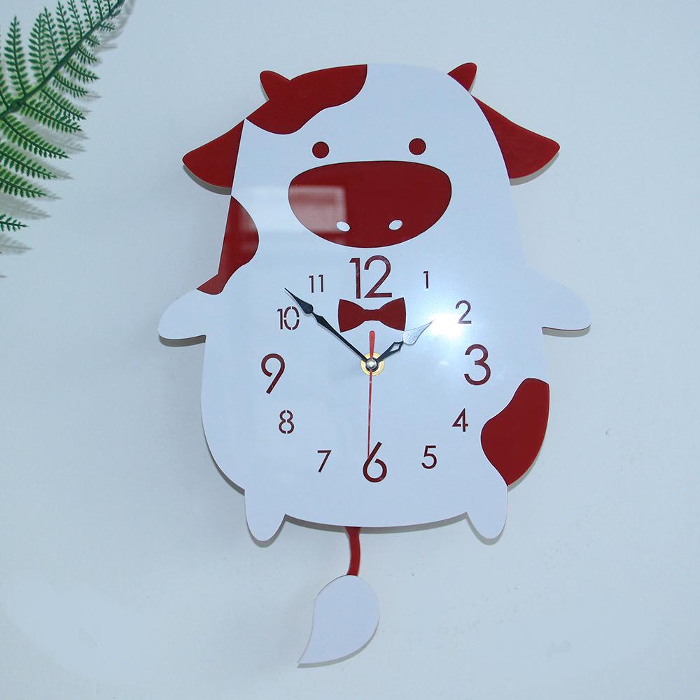Rocking Tail Cat Hanging Clock Modern Children's Room Moving Tail Cat Clock Acrylic Mute Quartz Clock Acrylic Mirror Stickers