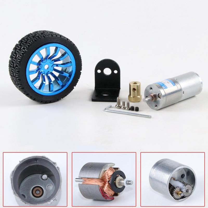 65/85mm DIY Smart Remote Car Motor Kit Diy Set Tracking Rubber Red&Blue Wheel 6V 12V 24V DC Gear Motor Low Speed Motor