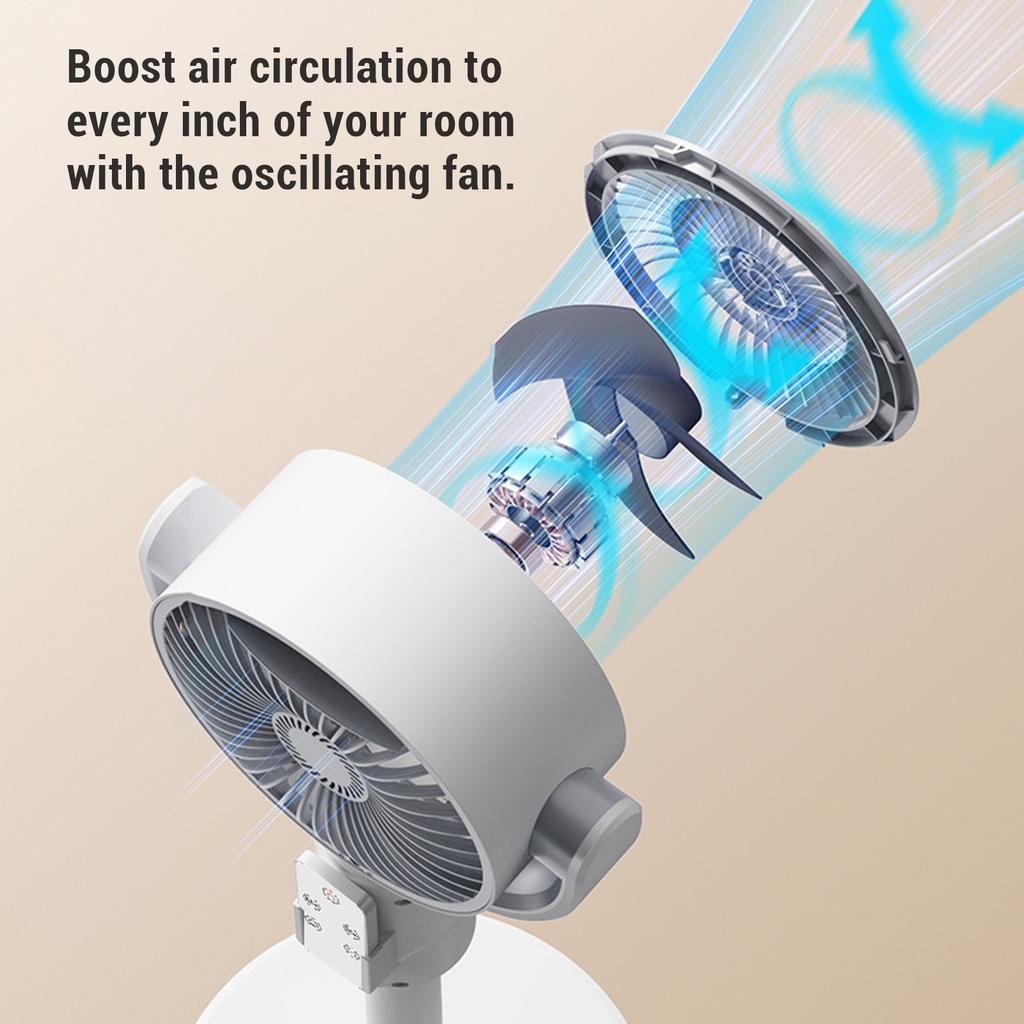 Standing Fan 180 Degree Manual Vertical Oscillating Fan Quiet Floor Fan with Remote Adjustable Height 5 Speeds 8H Timer for Home Bedroom