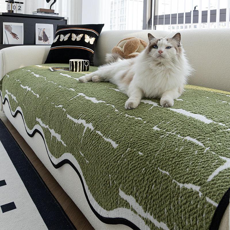 Light Luxury High-Grade Leather Sofa Cushion  New Autumn And Winter Plush Special-Shaped Irregular Sofa Seat Cushion Cover Cloth Towel