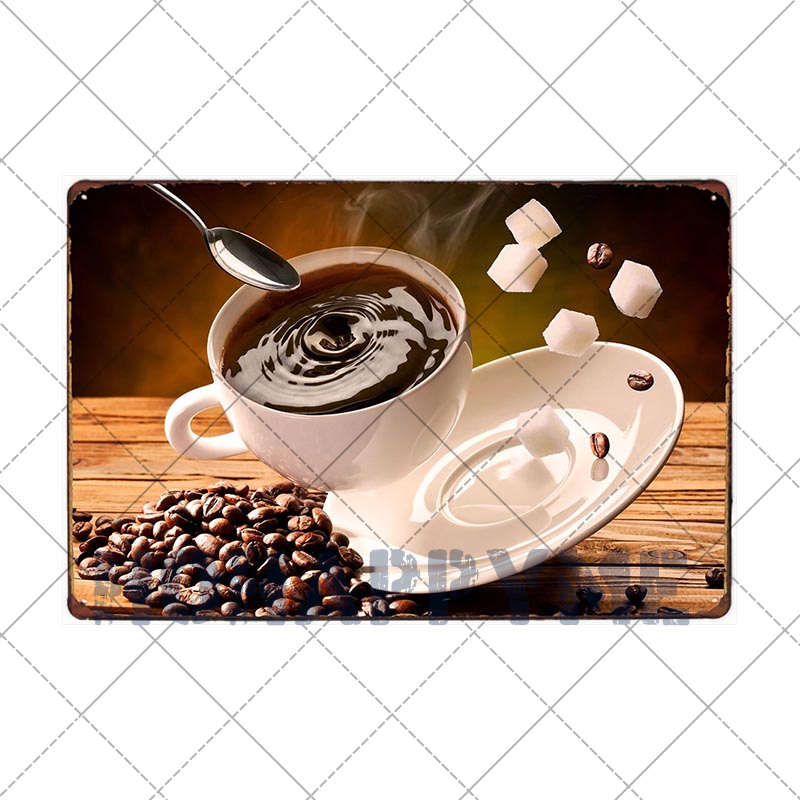 Letrero de Café Retro Decoración de Café Bar Placa Vintage Tienda de Bebidas Decorativo Pared Pub Club Póster 20x30cm