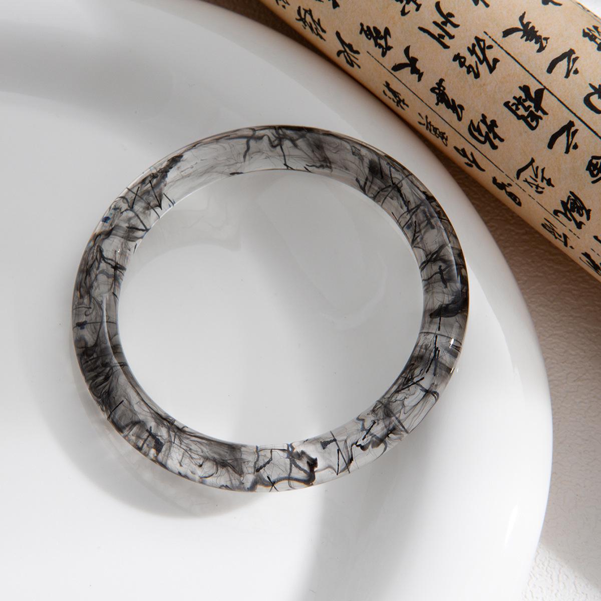 Translucent Wine Red Retro Ink Wash Bracelet: Elegant Women s Luxury Jewelry